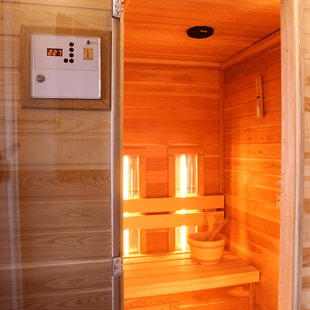 Demonte sauna tasarım görselleştirmesi – panel ve kapı detayları